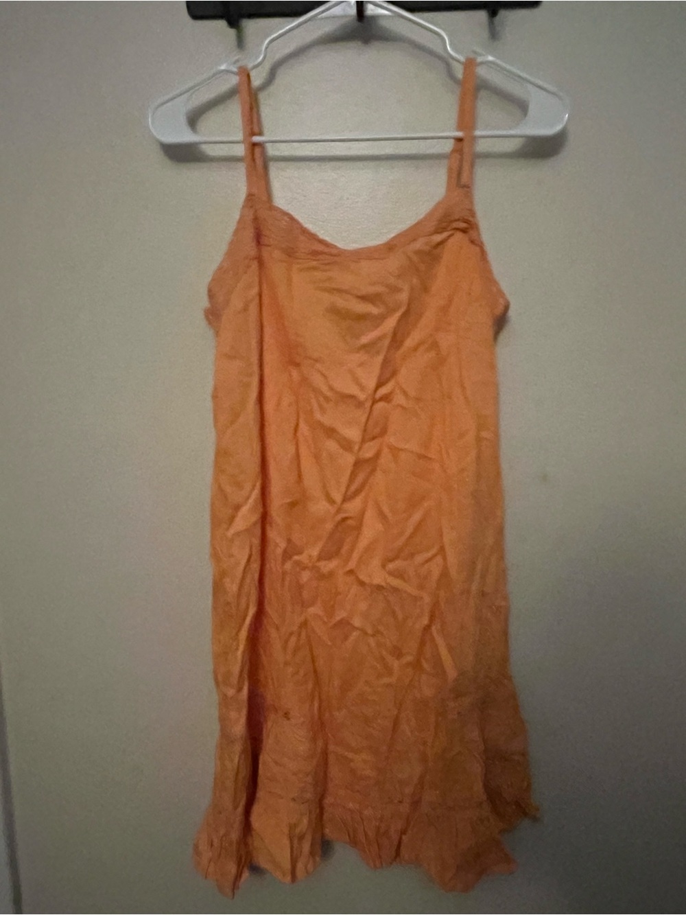 Angie Bright Orange Smocked Neck Slip Dress Sundress